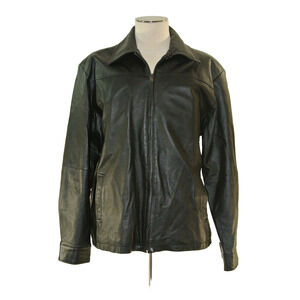 Columbia Sports Wear Leather Jacket Mens XL Black